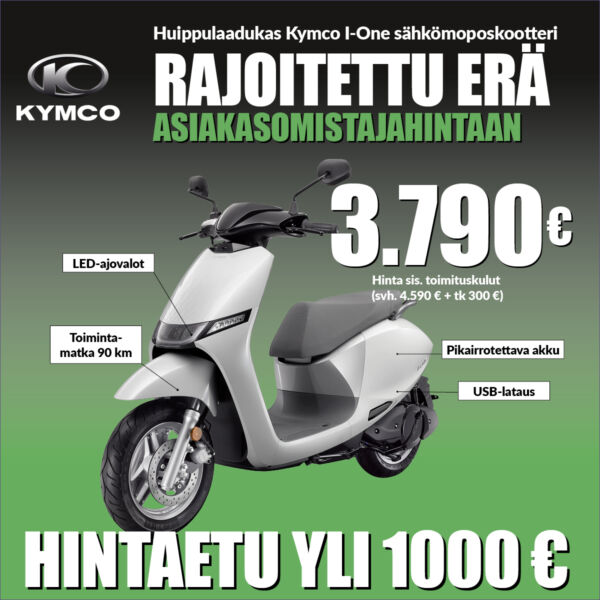 Rajoitettu erä: Kymco I-One sähkömoposkootteri kampanjahintaan nyt 3790€!