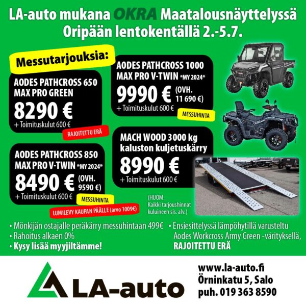 LA-Auto mukana OKRA-maatalousnäyttelyssä Oripään lentokentällä 2.-5.7.2025